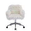 Makeup Vanity Chair Home Office Chair Fluffy Chair With Silver Chrome Castors Modern Faux Fur Arm Chair Accent Chair - 3 of 4