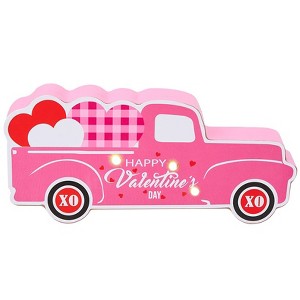 The Lakeside Collection Valentine's or St Patrick's LED Lighted Pink or Green Truck - Happy Valentine's Day - 1 of 2