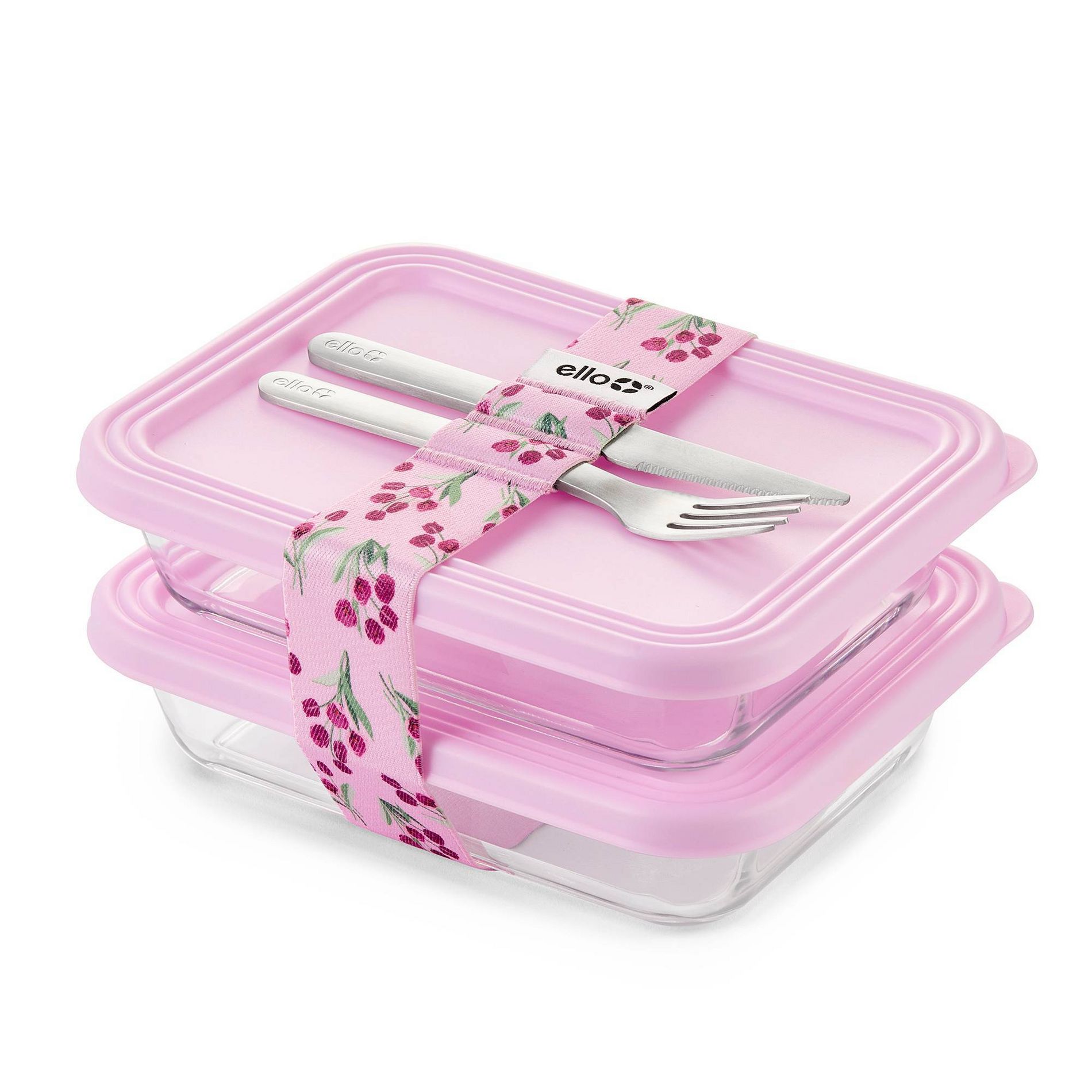 Ello Everyday 7pc Lunch Stack Food Storage Containers Pink Floral