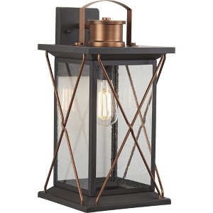 Progress Lighting Barlowe 1-Light Outdoor Wall Lantern in Antique Bronze with Clear Seeded Glass - 1 of 4