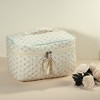 Unique Bargains Makeup Bag Travel Beige Cotton Large Cute Floral Pattern Aesthetic 1 Pc - 2 of 4