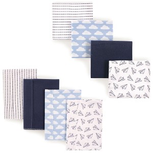 Hudson Baby Infant Boy Cotton Flannel Burp Cloths and Receiving Blankets, 8-Piece, Paper Airplane, One Size - 1 of 1