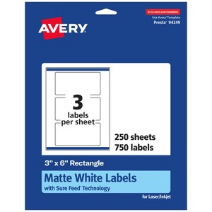 Avery Matte White Rectangle Labels, 3" x 6" - 1 of 4