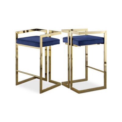 Meridian Furniture,Ezra Navy Velvet Stool, Set of 2