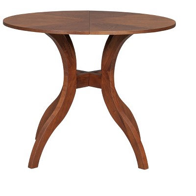 Vynxaria Walnut Round Dining Table – Solid Wood Legs, Timeless Elegance, Ideal Focal Point for Family Gatherings
