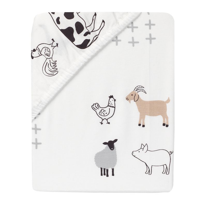 Lambs & Ivy Baby Farm Animals 100% Cotton Fitted Crib Sheet - White, 3 of 8