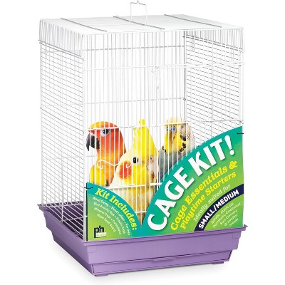 Prevue Hendryx 91210 Square Roof Bird Cage Kit, White and Purple, 5/8"