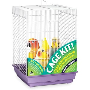 Prevue Hendryx 91210 Square Roof Bird Cage Kit, White and Purple, 5/8" - 1 of 3