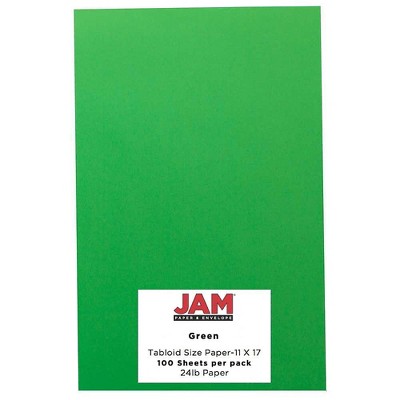 JAM Paper Ledger 65lb Colored Cardstock Tabloid Size 11 x 17 Green Recycled 16728484