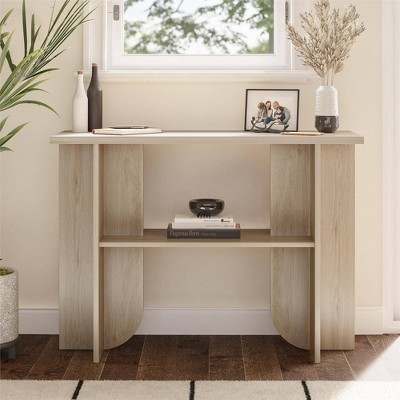 Light Oak Engineered Wood Minimalist Console Table