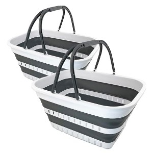 SAMMART 26L (6.8 Gallons) Collapsible Plastic Laundry Basket with Handle - 1 of 4