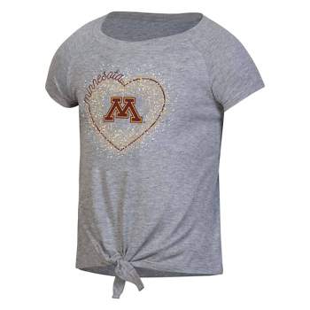 NCAA Minnesota Golden Gophers Girls' Gray Tie T-Shirt