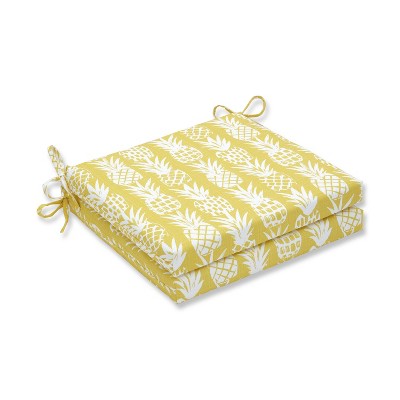 20" x 20" x 3" 2pk Pineapple Squared Corners Outdoor Seat Cushions Yellow - Pillow Perfect