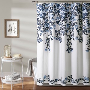 Tanisha Shower Curtain Navy - Lush Décor, Blue
