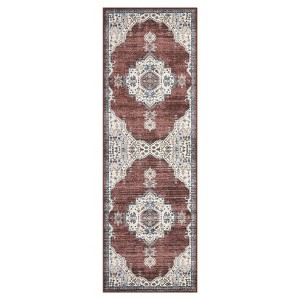 2 x 6 ft Polyester Towel Pile Gray Rectangular Hallway Bathroom Entryway Kitchen Office Foldable Flower Printed  Washable Area Rug - 1 of 4