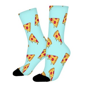 Pizza Print Women Printed Crew Socks Funny Funky Socks Soft Polyester Novelty Gifts for Artists Men - 1 of 1