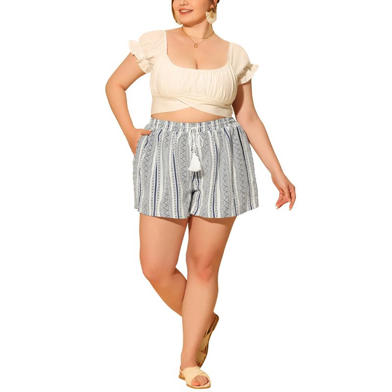 Agnes Orinda Women's Plus Size Boho Holiday Beach Pocket Casual Shorts, 2 of 6