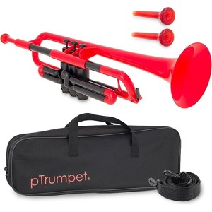pInstrument pTrumpet Plastic Trumpet – Includes 3C & 5C Mouthpieces, Carrying Bag – Lightweight Bb Design with Ergonomic Grip – Durable ABS Build - 1 of 4