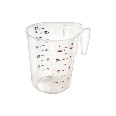 Winco MCPP-4, Set of White Plastic Measuring Cups with Capacity Marking,  0.25, 0.33, 0.5 and 1 Cup
