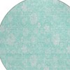 Aqua And Ivory Floral Washable Indoor Outdoor Area Rug - 4 of 4