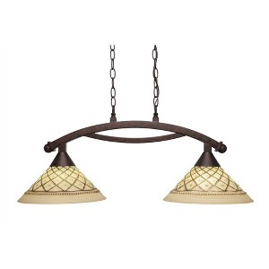 Toltec Lighting Bow 2 - Light Island Pendant Light in  Bronze with 12" Chocolate Icing Shade - 1 of 1