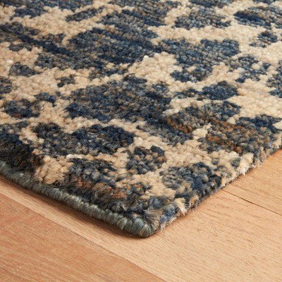 Indigo and Beige Hand-Knotted Jute Rug, 2' x 3'