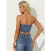 Allegra K Women's Denim Crop Strapless Sleeveless Button Corset Tube Top - image 3 of 4