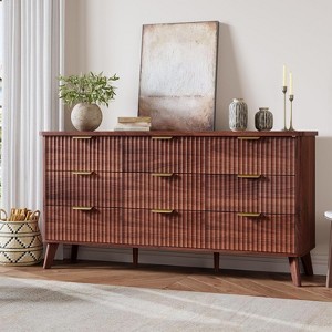 TackView 9 Drawers Dresser, 60.6" Wide Dressers with Curved Profile Design, Fluted Wood Drawers with Gold Handle,for Home Office - 1 of 4
