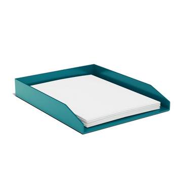 TRU RED Front Load Stackable Plastic Letter Tray Teal TR55258