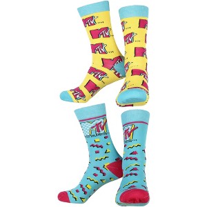 MTV Music Television Logo Adult Unisex 2 Pack Crew Socks - 1 of 4