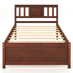 Infans Twin Size Bed Frame with Headboard Wood Slat Support No Box Spring Needed - 1 of 4