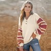 Women's V-Neck Buttoned Striped Long Sleeve Sweater - Cupshe - 2 of 4