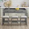 53" Gray 4-Piece Counter Height Dining Table Set with Drawers and USB Port, Bar Table and Stools for Small Kitchen or Apartment -3irtyhousy - 2 of 4