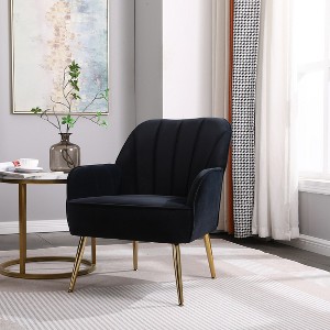 Ridstar Modern Upholstered Accent Chair & Armchair For Office, Reading & Living Room-Black - 1 of 4
