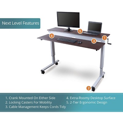 Dark Walnut Adjustable Height Standing Desk with Metal Base