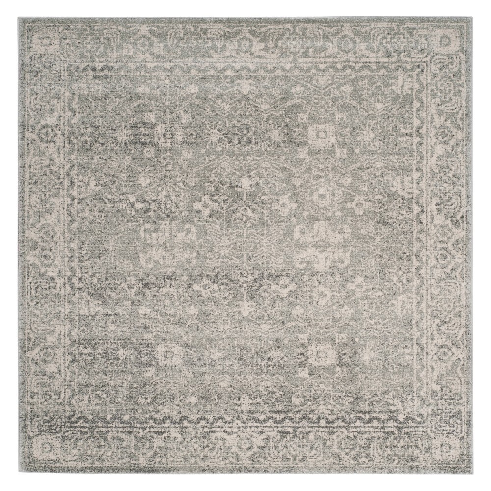 9'x9' Square Asteria Evoke Rug Silver/Ivory Square - Safavieh