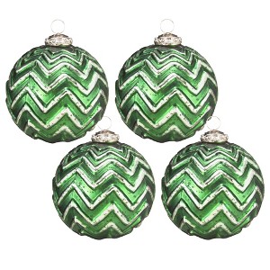 NAYSAYE Party Decoration and Accessories Glass Christmas Ball Ornaments Set of 4 for Holiday Party Decorations, Green, 4.8"*5.6"*0.4" - 1 of 4