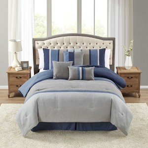 7pc Winston Blue Faux Suede Comforter Set By Sweet Home Collection® - 1 of 4