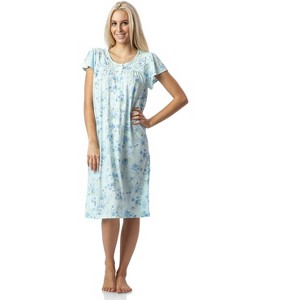 Casual Nights Women's Flowery Short Sleeve Nightgown - 1 of 4
