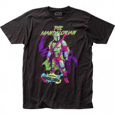Adult Star Wars The Mandalorian Neon Retro Styled T-Shirt