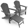 Costway 2 PCS Outdoor Patio HDPE Adirondack Chair Beach Seat Retractable Ottoman White\Black\Coffee\Grey\Turquoise - 3 of 4