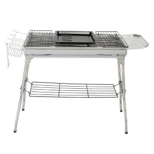 FURNIinspire Outdoor Grills, Griddles and Smokers Stainless Steel BBQ Grill Cooking Accessories for Camping, Picnics, Use, Silver, 28.7"*12.99"*7.3" - 1 of 4