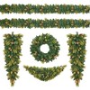 6 Pieces Christmas Decorations with LED Light, Holiday Decoration, Including 2 Garland, 1 Wreaths, 2 Swags, Christmas Decor Set for Front Doors,Walls - 4 of 4