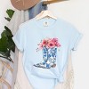 Simply Sage Market Cowboy Boots Floral Garment Dyed Tee - 3 of 4