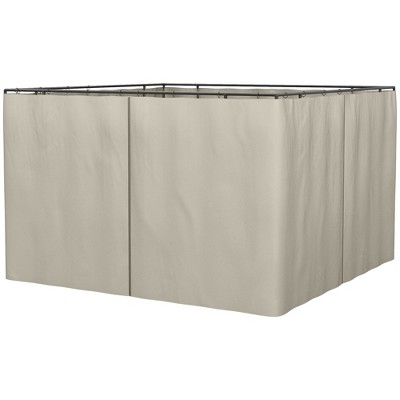 Gsluuk Outsunny 10' x 10' Universal Gazebo Sidewall Set with Panels, Hooks and C-Rings Included for Pergolas and Cabanas, Beige