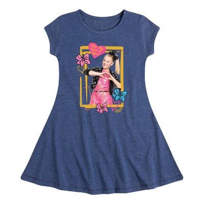 JoJo Siwa Jojo Love Fit & Flair Cap Sleeve Dress - Heather Navy - 3T