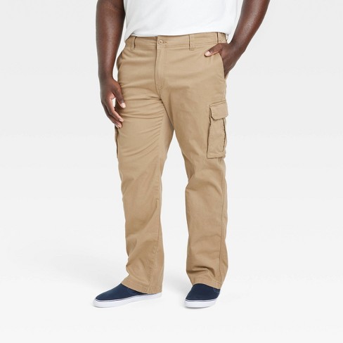 Men's Big & Tall Relaxed Fit Straight Cargo Pants - Goodfellow & Co™ Tan  46x34