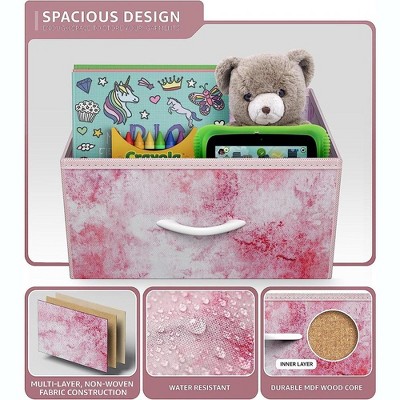 White and Pink 8-Drawer Fabric Dresser with Steel Frame