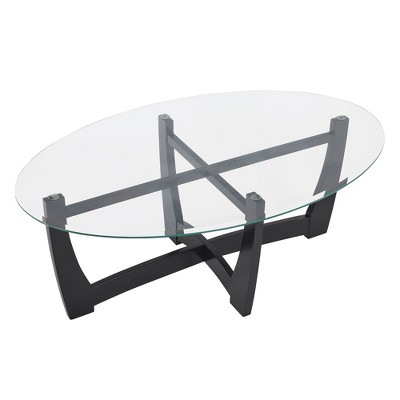 NicBex Modern 48" Oval Coffee Table with Glass Top for Living Room and Bedroom