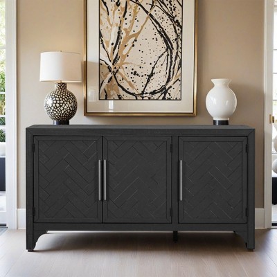Designed Storage Cabinet Sideboard with MDF+Pine veneer , Adjustable Shelves - Leovsnove